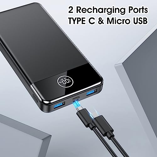 Portable Charger, 33800mAh Power Bank, 22.5W Fast Charging Battery Pack with USB C/USB A Output, Digital Display Portable Phone Charger for iPhone 15/14/13 Pro Samsung Google Android Cell Phone etc