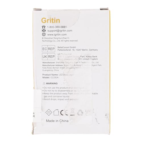 Gritin 9 LED Rechargeable Book Light for Reading in Bed - Eye Caring 3 Color Temperatures,Stepless Dimming Brightness,80 Hrs Runtime Small Lightweight Clip On Book Reading Light for Studying