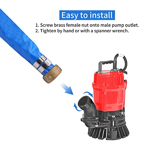 2" x 25ft PVC Lay Flat Water Pump Discharge Hose With Aluminum Pin Lug Fittings, Heavy Duty Reinforced Pool Backwash Hose Assembly