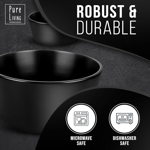 26.7 Oz Large Soup Bowls, Stoneware Cereal Bowls Set of 4, Stylish Matte Black Pasta Bowls for Kitchen, 5.5" Dishwasher and Microwave Safe Ceramic Bowl,Cereal Bowl, Soup Bowl Set…