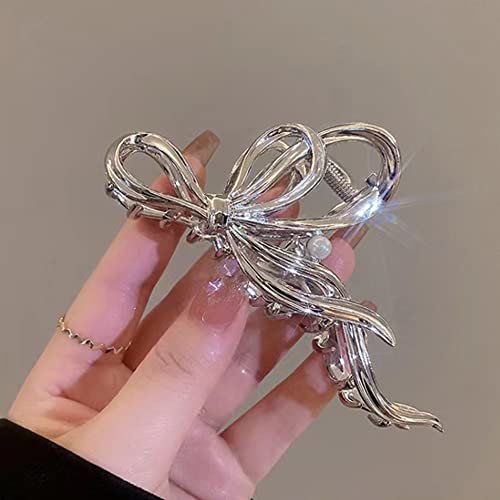 Crystal Tulip Hair Claw Clip, 4inch Diamond Cute Metal Flower Shark Clip Non Slip Hair Clamp Claws for Women Girls