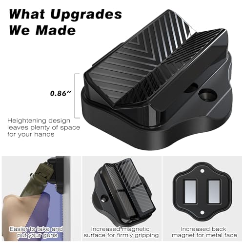 DINGDOON Double-Sided Gun Magnet Mount, Nondestructive Installation Magnetic Handgun Holster in Vehicle, Car, Cashier, Safe, Tactical Pistol Holder for Concealment Compatible with Revolver