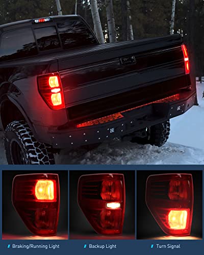 Nilight Driver Side Taillight Assembly for 2009 2010 2011 2012 2013 2014 Ford F-F150 F150 Pickup Truck Right Side Taillight Rear Lamp Replacement OE Style Red Housing Tail lamp, 2 Year Warranty