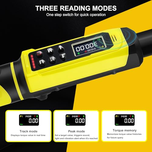 ATsafepro Digital Torque Wrench-1/2-Inch Drive & 5.1-340Nm (3.8-250.8 ft-lb), Heavy Duty Torque Wrench with Buzzer, 5 Units, ±2% Accuracy for Trucks & Machinery