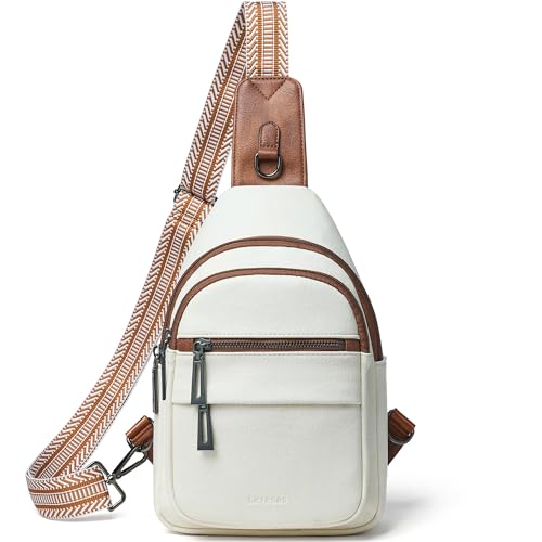 Leresas Sling Bag for Women Men Sling Purse Backpack 2024 Crossbody Bags Fanny Pack Trendy Vegan Leather Anti Theft Beige
