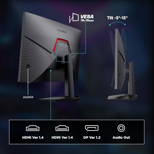 KOORUI 24.5” FHD 1920x1080p VA Gaming Monitor, 170Hz 1ms Monitor, FreeSync Premium, Adaptive Sync, 2xHDMI(144Hz) & DisplayPort(170Hz), sRGB 125%, 75 * 75mm VESA, Tilt Adjustable, Eye Care, Black