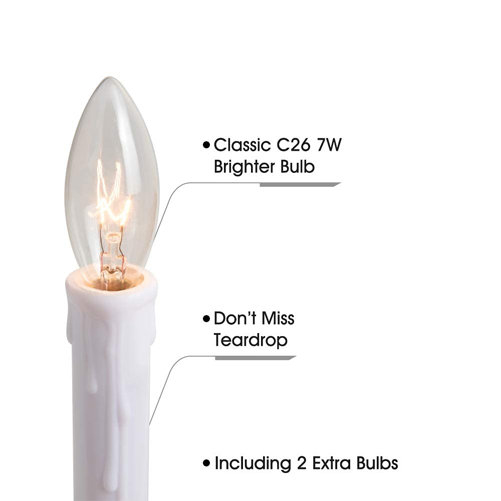 New Ideal Lights Window Candle Electric with Daily Timer Function, Brass Base Christmas Window Candle with Extra Weight, UL Listed 4 Set Packing 2 Extra Replacement Bulb