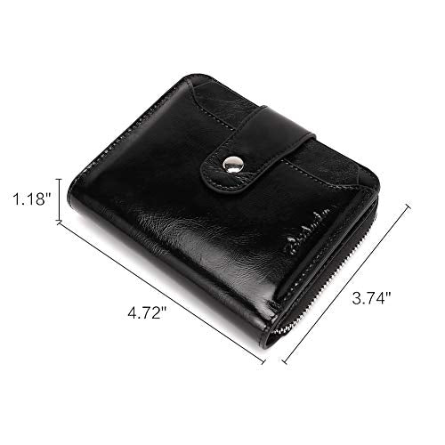 BOSTANTEN Leather Wallets for Women RFID Blocking Zipper Pocket Small Bifold Wallets Card Case Grey