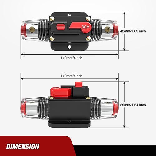 Nilight 40A Circuit Breaker Resettable 12-48V DC Manual Reset w/Copper Wire Lugs Surface Mount Overload Protection for Car Audio Sound Amplifier System RV Marine Boat Truck, 2 Years Warranty