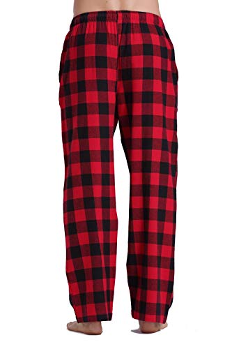 CYZ Men's 100% Cotton Super Soft Flannel Plaid Pajama Pants,SAHARA-RedGreyBeigeMadras,Medium