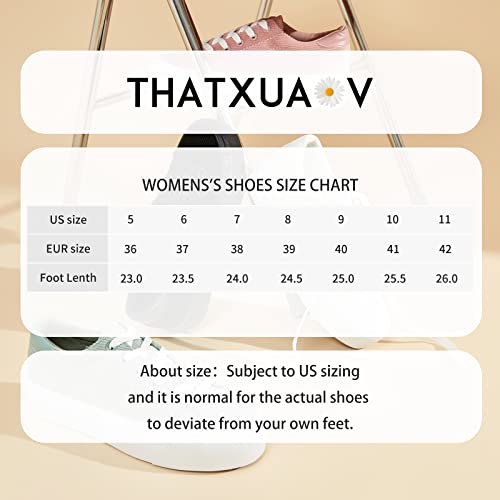 THATXUAOV Womens Platform Sneakers White Tennis Shoes Casual Low Top Fashion Sneakers(Black,US5