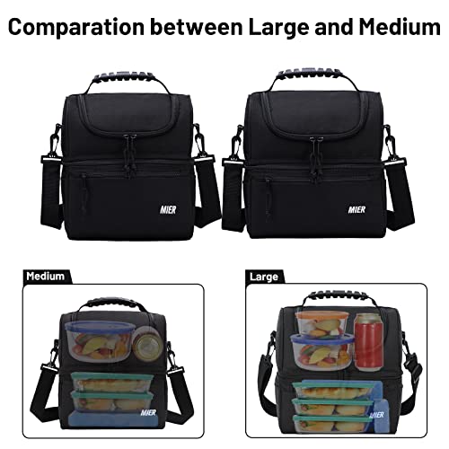 MIER Adult Lunch Box Insulated Lunch Bag Large Cooler Tote Bag for Men Women to Work Travel Daytrip, Double Deck Cooler (Navy, Large)