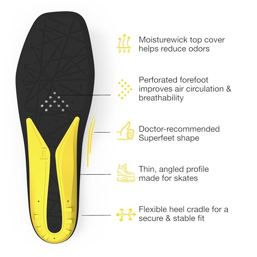 Superfeet Hockey Cushion Insoles - Foam Shoe Inserts for Skates - Professional Grade - Junior Skate Size 1-2
