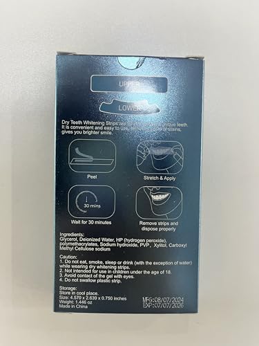 Teeth Whitening Strips for Sensitive White: 28 Pcs Whitener Safe Whitestrip, Enamel Natural Whiten Strip, 30 Minutes Fast-Result Whitened Products for Home Travel Work, 14 Treatments, Mint