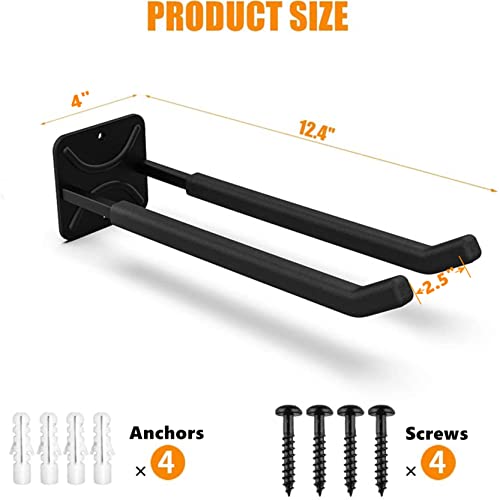 TORACK Garage Hooks Heavy Duty Tool Organizer, Wall Mount Hanger Rack Garage Storage Utility Hooks for Car Tires, Ladders, Chairs, Strollers, Power Tools, Garden Tools (2 Pack, 12.4" Hooks)