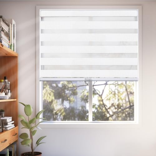 CHICOLOGY Zebra Blinds , Roller Window Shades , Blinds for Windows , Roller Shades for Windows , Window Shades for Home , Window Shades , Pull Down Shades for Windows , 51"W X 72"H , Basic Slate