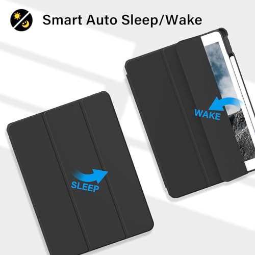 BQDIYOO Case for iPad 9th Generation 2021/iPad 8th Generation 2020/iPad 7th Generation 2019, iPad 10.2 Case with Pencil Holder, iPad 9/8/7 Case Auto Sleep Wake and Lightweight, Black