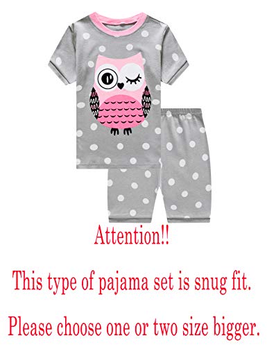 Family Feeling Big Girls Cat Pink Pajamas Short Sets 100% Cotton Kid Summer Pjs 16