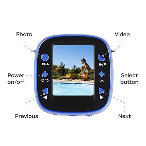 Vivitar Kids Tech - Ultimate Kids Action Camera, Waterproof Digital Action Camera for Kids with 5 MP HD Photo and Video, 2 inch Screen, Microphone, Waterproof case Blue