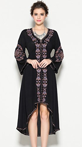R.Vivimos Womens Cotton Embroidered High Low Long Dresses Small Peach