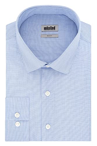 Unlisted by Kenneth Cole mens Slim Fit Checks and Stripes (Patterned) dress shirts, Sky Blue/Petrol, 14 -14.5 Neck 32 -33 Sleeve Small US