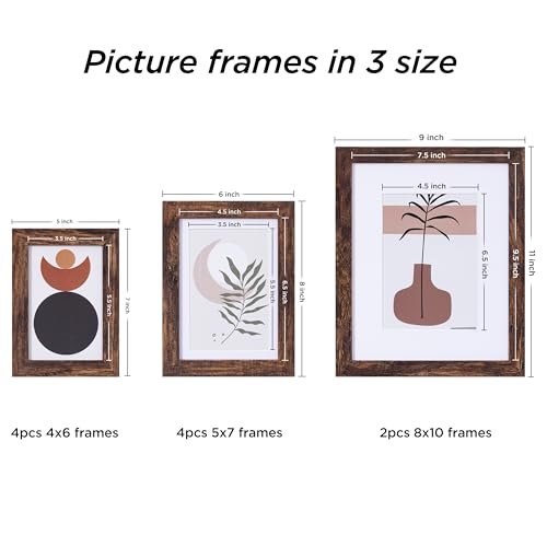 eletecpro 10 Pack Picture Frames, Including 4Pcs 4x6, 4Pcs 5x7, 2Pcs 8x10 Picture Frames Collage Wall Decor or Tabletop Display, Multiple Sizes Gallery Wall Frame Set, Black