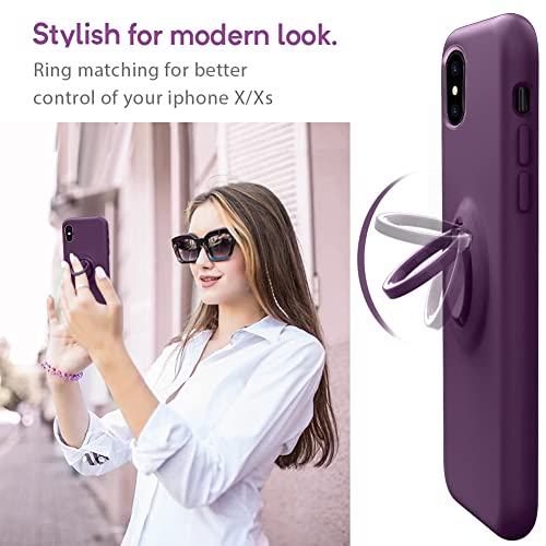 MOCCA for iPhone 11 Pro Case with Ring Kickstand | Anti-Scratch | Soft Microfiber Lining | Full-Body Shockproof Protective Silicone Case for iPhone 11 Pro 5.8inch - Purple