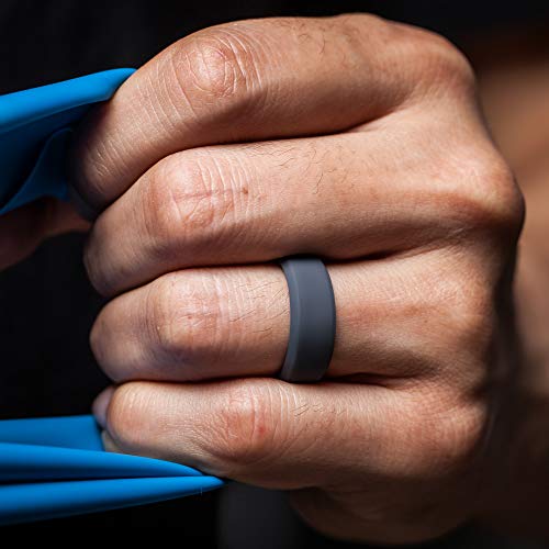 ThunderFit Men Breathable Air Grooves Silicone Rings Wedding Bands 8mm Wide 2.4mm Thick - 1/2/3/4/6/7 Variety Multipack (Pack M - Size 5.5-6 (16.5mm))