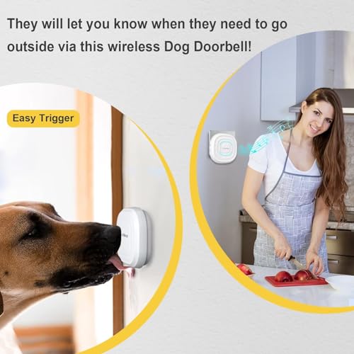 ChunHee Smart Dog Door Bell Wireless Puppy DoorBell for Potty Training, Dog Bells to Go Outside, Bell for Dogs to Ring to Go Potty Adjustable (0-110dB),1000FT Range, IP65, 55 Melodies [New 2024]
