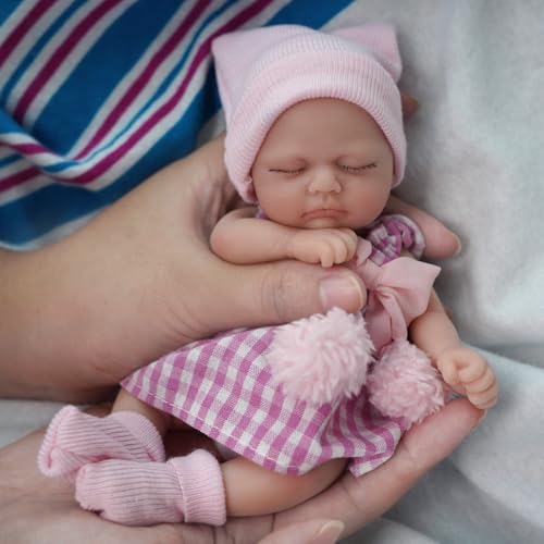 MYREBABY 7 Inch Mini Reborn Baby Dolls ，Silicone Full Body Baby Soft Skin Mini Realistic Newborn Baby Dolls Real Life Tiny Baby Doll with Feeding Accessories-1