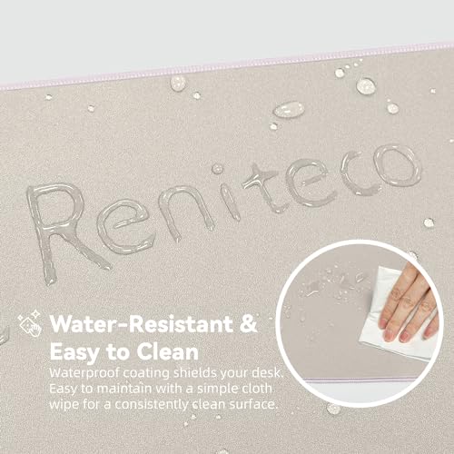 Reniteco Waterproof Large Gaming Mouse Pad with Durable Stitched Edges, Non-Slip Rubber Base, Smooth Surface Mouse Mat Desk Pad for Home Office Gaming, 31.5"x11.8"x0.12", White Topographic Map