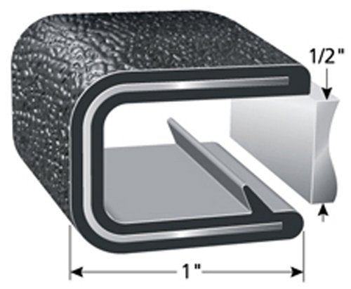 TRIM-LOK Edge Trim – Fits 1/64” Edge, 3/8” Leg Length, 100’ Length, Black, Pebble Texture – Flexible PVC Edge Protector for Sharp/Rough Surfaces, Easy to Install