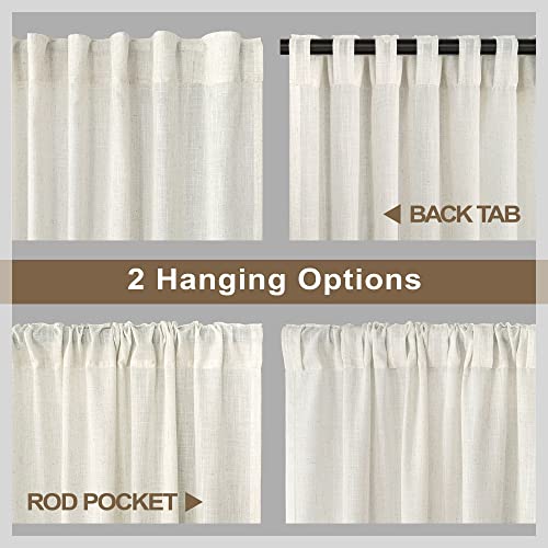 Pitalk Light Grey Linen Curtains 102 Inches Long for Living Room 2 Panels Set Back Tab Pocket Large Window Drape Semi Sheer Dove Silver Gray Curtain 102 Length for Patio Sliding Door Bedroom Farmhouse
