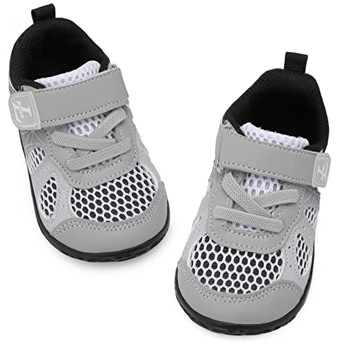 L-RUN Boys & Girls Sports Tennis Shoes Athletic Sneakers Toddler Breathable Shoes White M US 5-5.5 Toddler