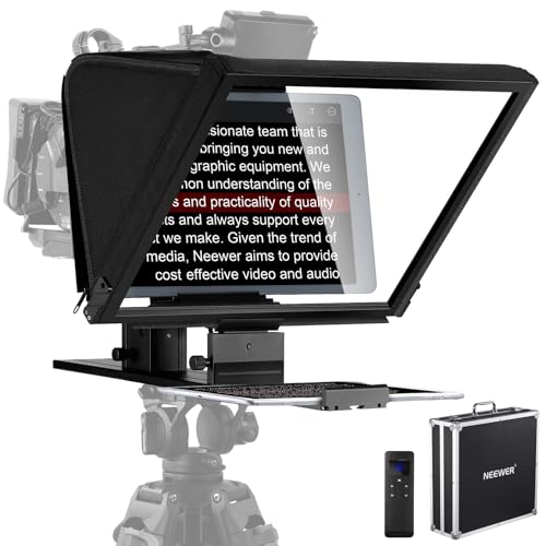 NEEWER Teleprompter X16 with RT113 Remote & App Control, 16" Beamsplitter, Aluminum Alloy Foldable Design, QR Plate Compatible with 501PL iPad Android Tablet Camera Camcorder Up to 44lb/20kg