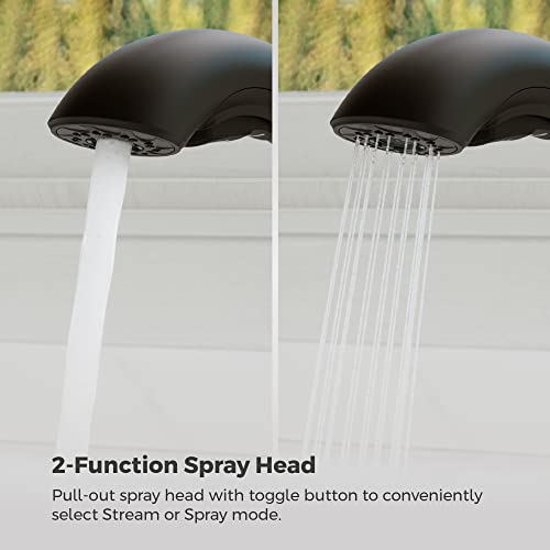 Pfister Wray Kitchen Faucet with Pull Out Sprayer, Single Handle, Mid Arc, Matte Black Finish, F5347WRYB