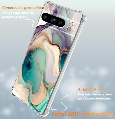 CLATUK for Google Pixel 8 Pro Case Camera Lens Protector, [Marble Slim]+[Anti-Drop Shockproof Protective] Soft TPU Women Stylish Pixel 8Pro Phone Covers 2023 6.7 Inch (Alpine Lake)