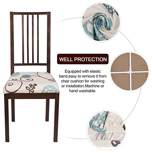 SearchI Seat Covers for Dining Room Chairs Stretch Jacquard Chair Seat Covers Set of 4, Removable Washable Upholstered Chair Seat Protector Cushion Slipcovers for Kitchen, Office(Black Geometric)