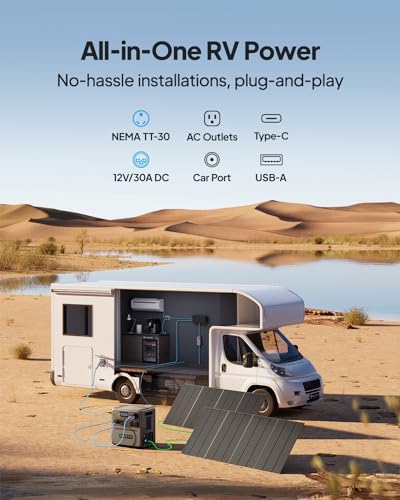 BLUETTI Solar Generator AC240, 1536Wh/2400W Solar Generator, Expandable to 10136Wh, IP65 Water Resistant LiFePO4 Battery Backup, 0-80% in 45 Min., Emergency Power for Camping, Home Use, RV Life