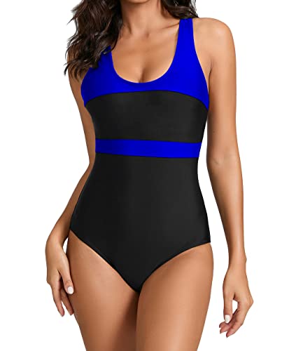 Yilisha Women's Athletic One Piece Swimsuit Training Bathing Suits Lap Racerback Swimwear Sports Swimming Suits Teens Black