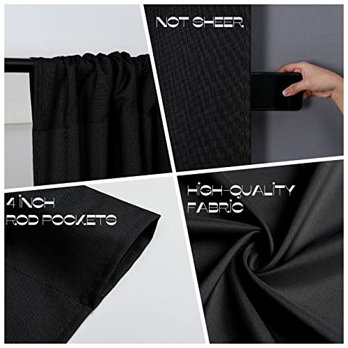 Joydeco Black Curtains 84 Inch Long for Bedroom Living Room, Semi Sheer Curtains Black Rod Pockets Drapes Backdrop for Photo Parties 2 Panels