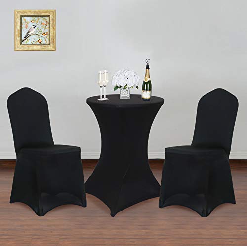 Obstal Cocktail Table Covers Stretch Spandex Black Cocktail Table Cover Cloth for Wedding, Banquet and Party (30"-32" Diameter x 42" Height,1Pc)