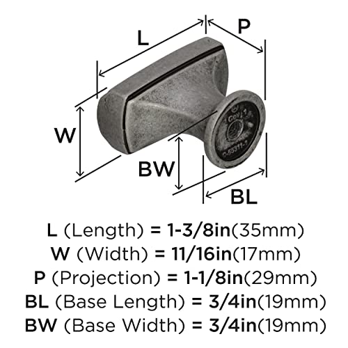 Amerock | Cabinet Knob | Aged Pewter | 1-3/8 inch (35 mm) Length | Highland Ridge | 1 Pack | Drawer Knob | Cabinet Hardware