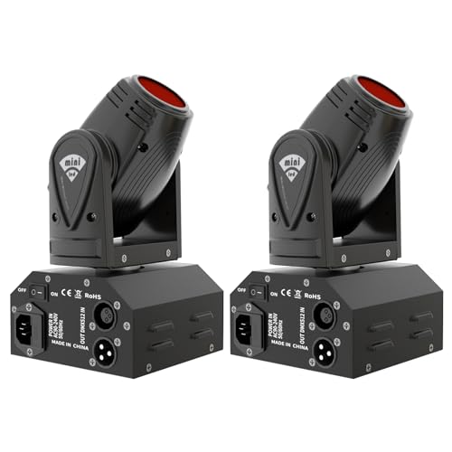 SHEHDS 10W Moving Head Lights, RGBW 4in1, Beam/Strobe Mini Stage Lights Professional, 11/13 DMX Channels, Sound Activated for Disco Club Party Dance Wedding Bar - 2 Pack