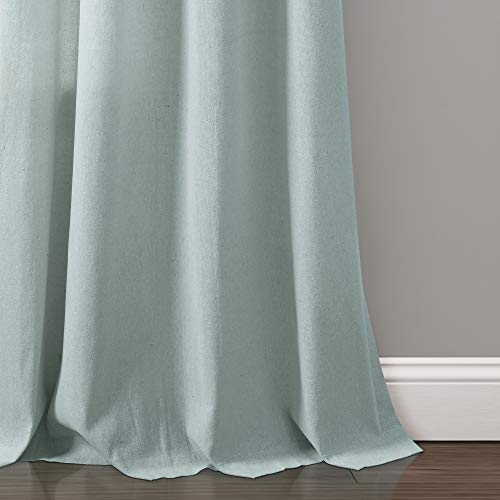 Lush Decor Linen Lace Window Curtain Panel Pair, 84" x 38", Blue