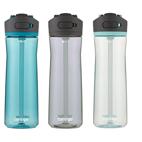 Contigo Ashland 2.0 Water Bottle with AUTOSPOUT Lid | Tritan Water Bottle, 24oz., 3 Pack, Juniper & Sake & Bubble Tea