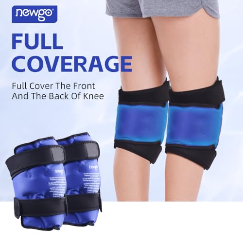 NEWGO Ice Pack for Knee Replacement Surgery, Reusable Gel Cold Pack Wrap Around Entire Knee for Knee Injuries, Pain Relief, Swelling, Bruises (2Pack Blue)