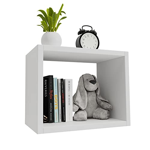 BAFAT Floating Wall Cube Shelves,Deep in 9" 45 Large White Box Shelf for Wall Storage,Floating Bookshelf,Cubby Storage Organizer for Bedroom,Bathroom, Living Room, Kitchen,Office(White)