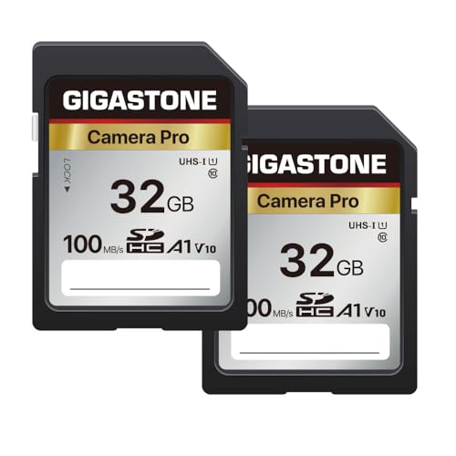 [5-Yrs Free Data Recovery] GIGASTONE 32GB SD Card 2-Pack, Camera Pro, A1 V10 SDHC Memory Card Compatible with SPYPOINT TACTACAM Trail Camera, with 2 Mini Cases