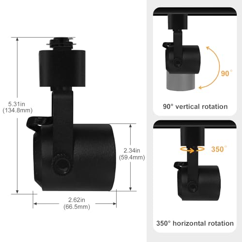 Arcfox H Type LED Track Light Head 9W 3000K Warm White ETL Multi Adjustable Angle 3 Wire Single Circuit Dimmable Track Lighting for Kitchen Dining Room Wall Art Exhibition (6 Pack, Black)